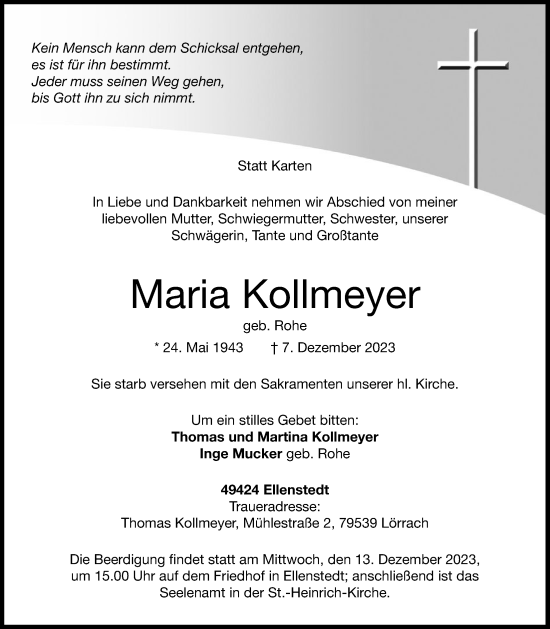 Anzeige von Maria Kollmeyer von OM-Medien