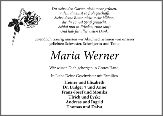 Anzeige von Maria Werner von OM-Medien