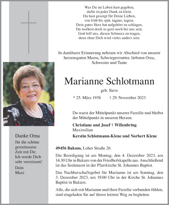 Anzeige von Marianne Schlotmann von OM-Medien