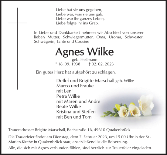 Anzeige von Agnes Wilke von OM-Medien