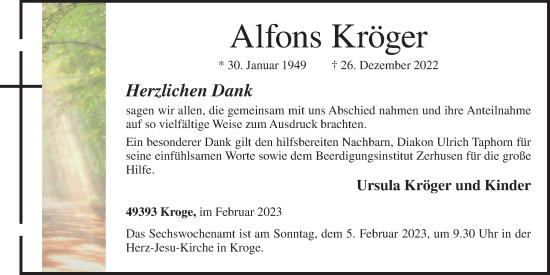 Anzeige von Alfons Kröger von OM-Medien