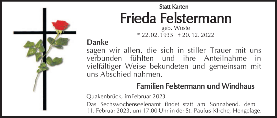 Anzeige von Frieda Felstermann von OM-Medien