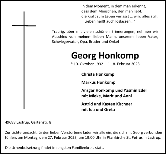 Anzeige von Georg Honkomp von OM-Medien