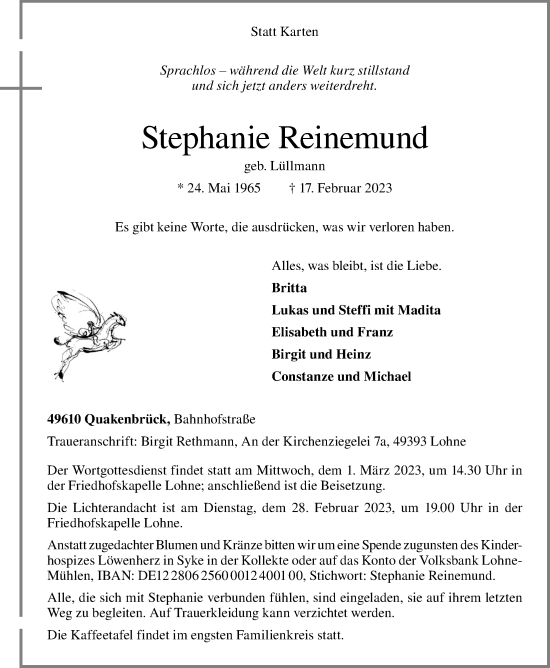 Anzeige von Stephanie Reinemund von OM-Medien