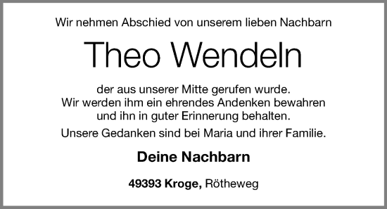 Anzeige von Theo Wendeln von OM-Medien