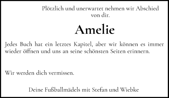 Anzeige von Amelie  von OM-Medien