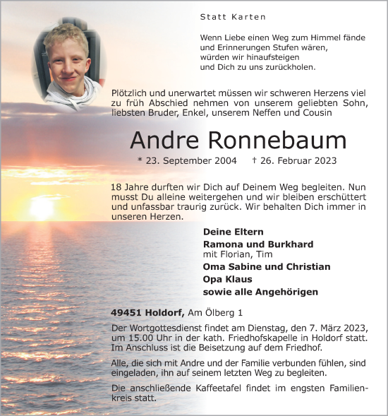 Anzeige von Andre Ronnebaum von OM-Medien