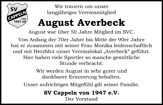 Anzeige von August Averbeck von OM-Medien