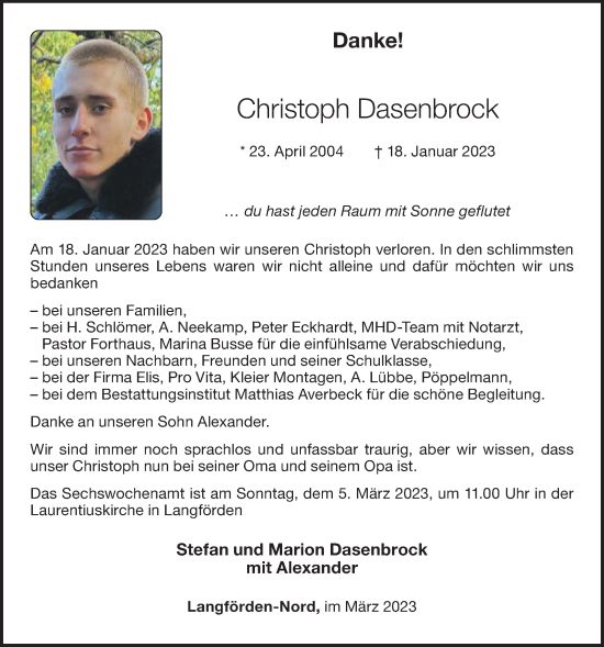 Anzeige von Christoph Dasenbrock von OM-Medien