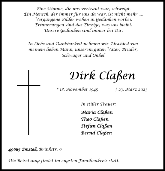 Anzeige von Dirk Claßen von OM-Medien