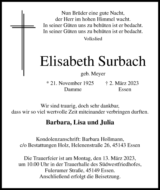 Anzeige von Elisabeth Surbach von OM-Medien