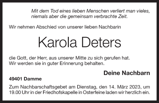 Anzeige von Karola Deters von OM-Medien