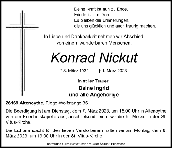 Anzeige von Konrad Nickut von OM-Medien