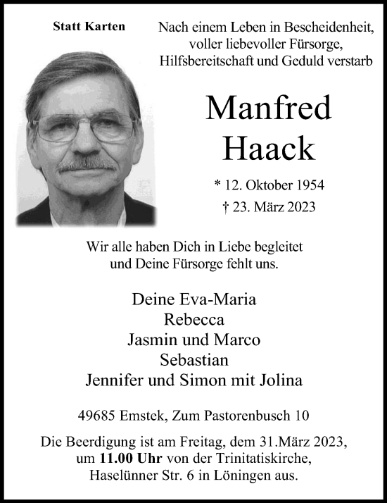 Anzeige von Manfred Haack von OM-Medien