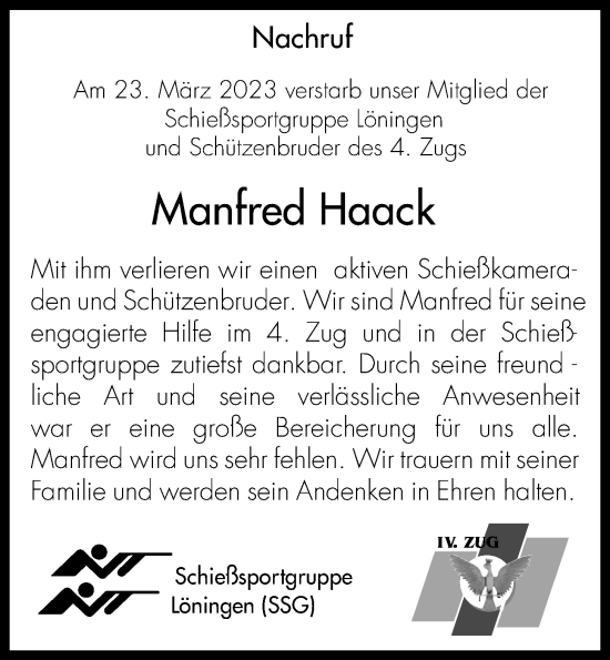 Anzeige von Manfred Haack von OM-Medien