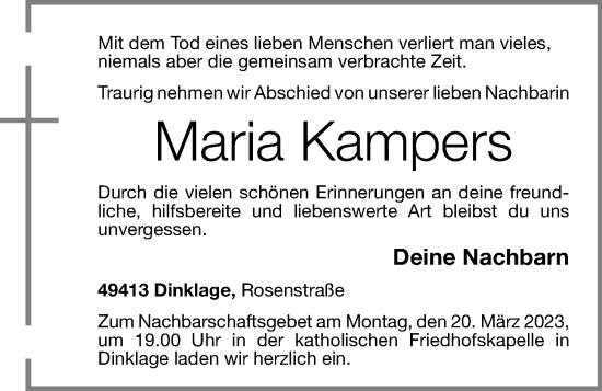 Anzeige von Maria Kampers von OM-Medien