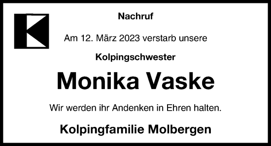 Anzeige von Monika Vaske von OM-Medien