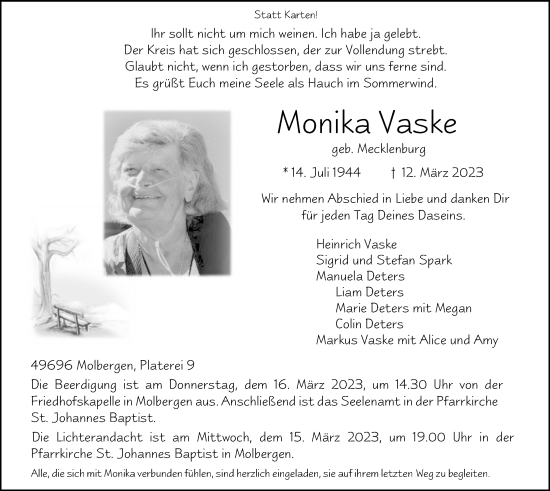 Anzeige von Monika Vaske von OM-Medien