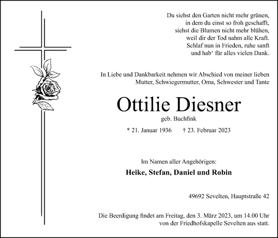 Anzeige von Ottilie Diesner von OM-Medien