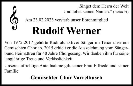 Anzeige von Rudolf Werner von OM-Medien