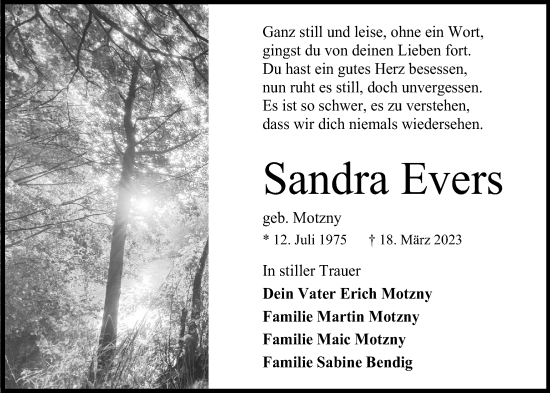 Anzeige von Sandra Evers von OM-Medien