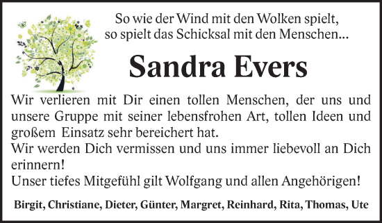 Anzeige von Sandra Evers von OM-Medien