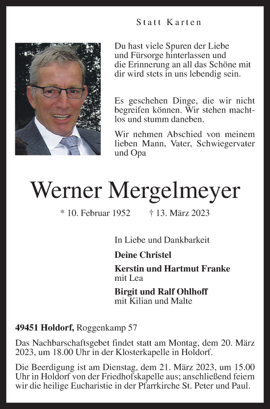 Anzeige von Werner Mergelmeyer von OM-Medien