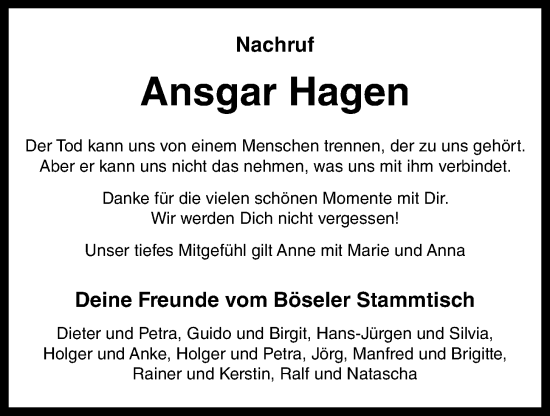 Anzeige von Ansgar Hagen von OM-Medien