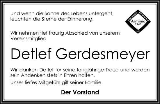 Anzeige von Detlef Gerdesmeyer von OM-Medien