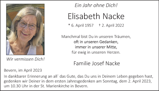 Anzeige von Elisabeth Nacke von OM-Medien