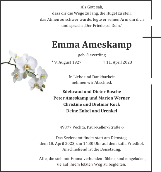 Anzeige von Emma Ameskamp von OM-Medien