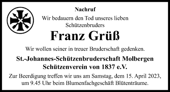 Anzeige von Franz Grüß von OM-Medien