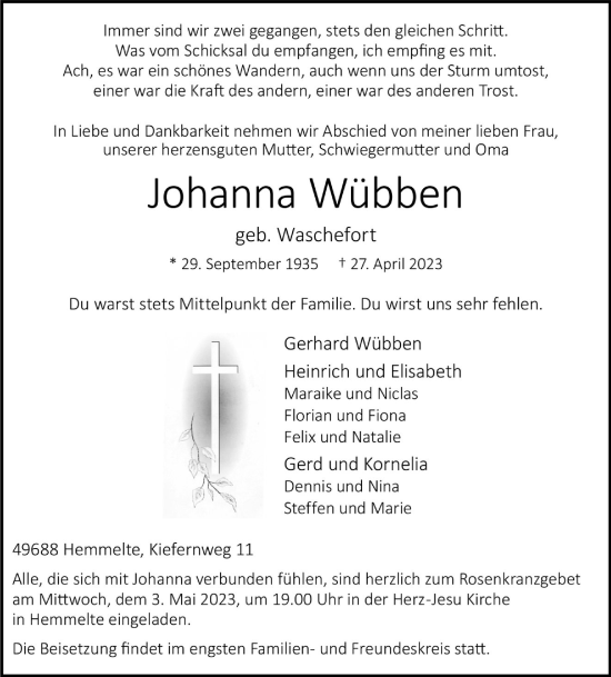 Anzeige von Johanna Wübben von OM-Medien