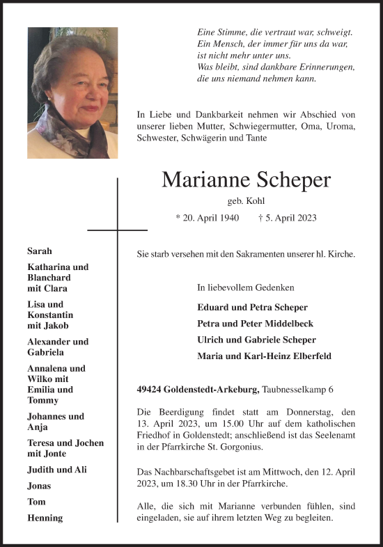 Anzeige von Marianne Scheper von OM-Medien