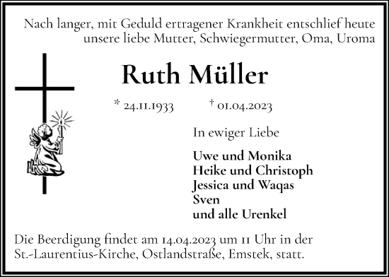 Anzeige von Ruth Müller von OM-Medien