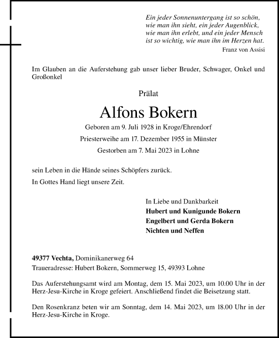 Anzeige von Alfons Bokern von OM-Medien