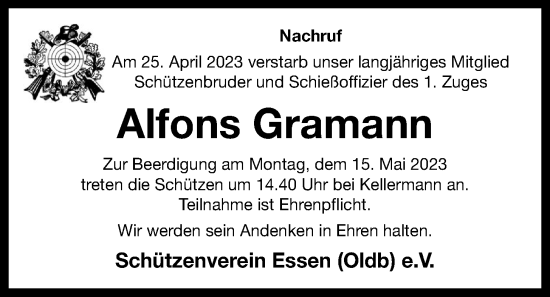 Anzeige von Alfons Gramann von OM-Medien