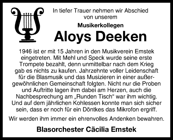 Anzeige von Aloys Deeken von OM-Medien