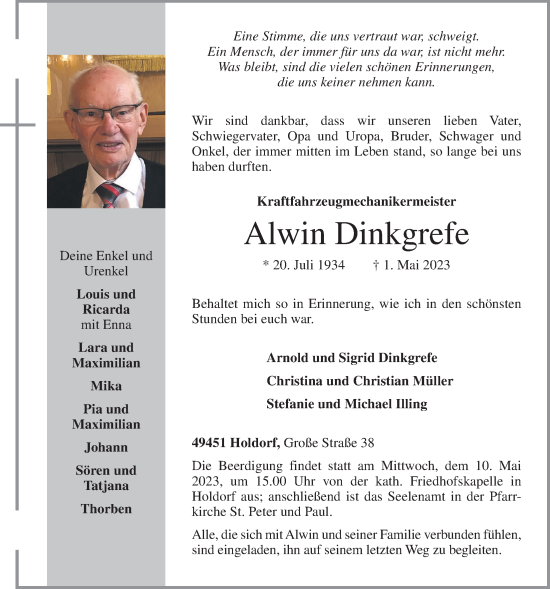 Anzeige von Alwin Dinkgrefe von OM-Medien