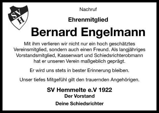 Anzeige von Bernard Engelmann von OM-Medien