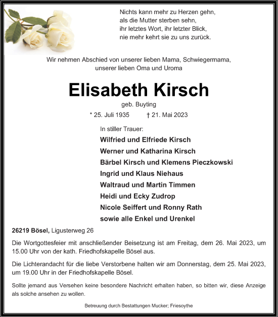 Anzeige von Elisabeth Kirsch von OM-Medien