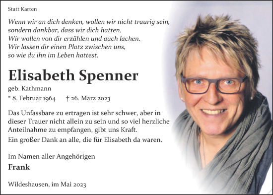 Anzeige von Elisabeth Spenner von OM-Medien