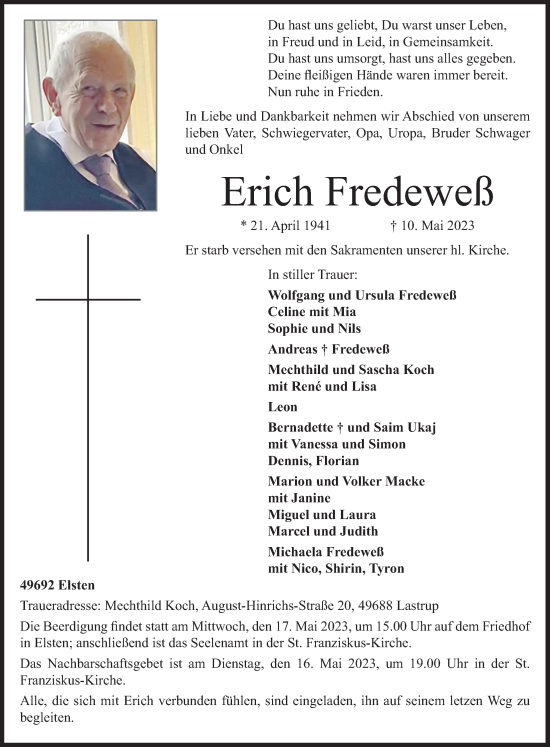 Anzeige von Erich Fredeweß von OM-Medien