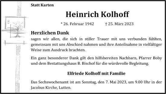 Anzeige von Heinrich Kolhoff von OM-Medien