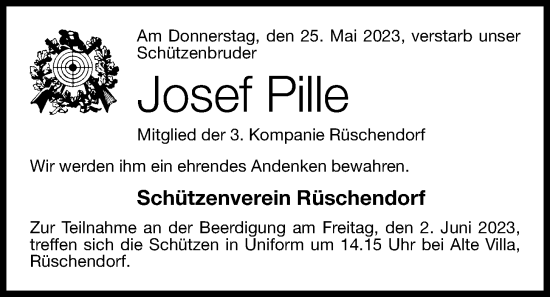 Anzeige von Josef Pille von OM-Medien