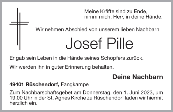 Anzeige von Josef Pille von OM-Medien