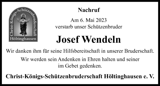 Anzeige von Josef Wendeln von OM-Medien