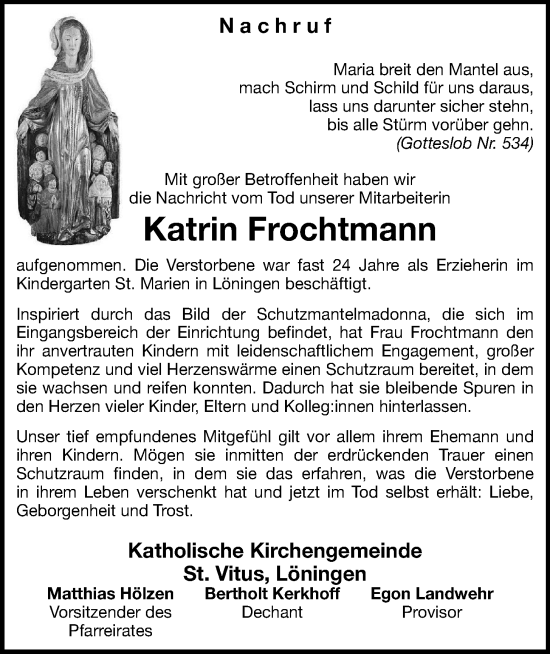 Anzeige von Katrin Frochtmann von OM-Medien