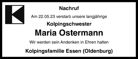 Anzeige von Maria Ostermann von OM-Medien