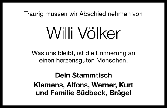 Anzeige von Willi Völker von OM-Medien